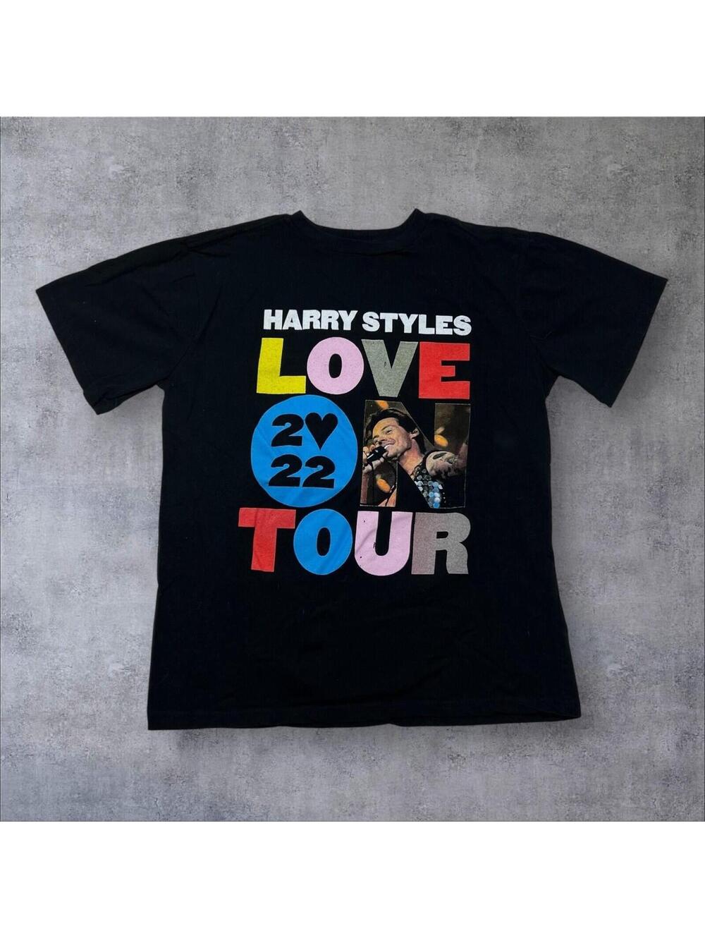 Vintage Style Y2K Harry Styles Band “Love Tour” Double Sided Men’s Black Tee S